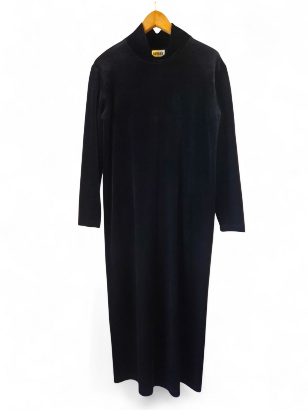 Vintage Chico's Design Black Velvet Long-sleeve Maxi Dress Size Medium*